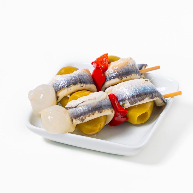 Pinchos Gordales rellenas de boquerón y guindilla dulce